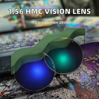 Verres de lunettes de vue unifocaux en résine transparente 1.56 HMC Blue Photo Grey UV420, protection oculaire, 65/70mm