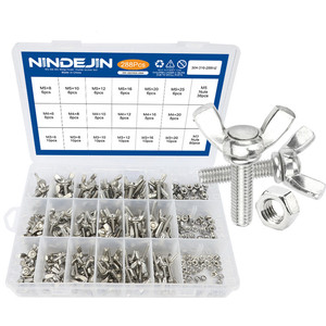 288ชิ้น DIN316สแตนเลส M4 M3หัวน๊อตหัวแม่มือหัว M5ชุดสกรูวิงนเดจิน - Product Image 1