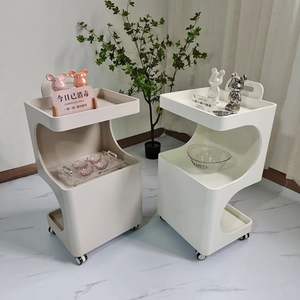 High Quality Foldable Modern 4-Wheel Beauty Makeup Hairdressing Storage <b>Wood</b> Tool Salon Trolley - Product Image 1