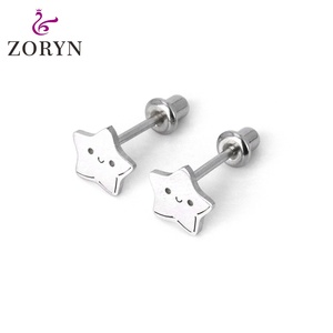 Zoryn 316L Stainless Steel <b>Silver</b> Plated Screw Back <b>Stud</b> Earrings Paved Starfish Hypoallergenic Durable Nautical Cartilage <b>Studs</b> - Product Image 2