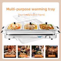 NEUER Luxuriöser Moderner Tisch-Catering Edelstahl Elektrischer Chafing Dish Buffet Speisenwärmer Set für Restaurant-Buffet-Service