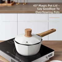 Casserole octogonale antiadhésive en céramique écologique de 18 cm, 1,6 L avec couvercle, compatible induction, en métal