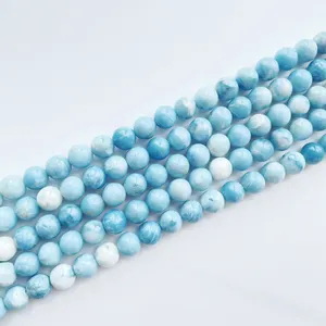 Natural Stone Beads Blue Sky Stone Larimar Color Enhanced Healing Power Loose Gemstone Beads For Jewelry Making