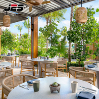 Meubles de restaurant d'extérieur écologiques modernes J2S, chaise en rotin tressé avec table ronde pour terrasse d'hôtel et sièges de jardin
