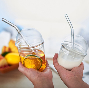 도매 귀여운 붕규산 유리 커피 머그 텀블러 컵 200ml/300ml/400ml 모던 디자인 식기세척기 전자레인지 사용 가능 - Product Image 4