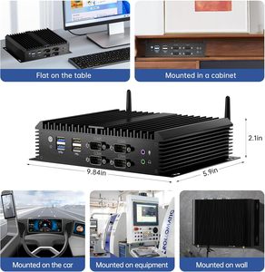 工业迷你电脑，无风扇台式电脑，Core I3-8130U 2.2-3.4GHz，Win-11 Pro，16G DDR4 RAM，256G SSD，VGA/HDMI 4K 60Hz - Product Image 1
