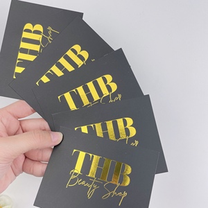การ์ดขอบคุณพิมพ์ลายทองคำเปลว ขนาด 7.5x10 ซม. ออกแบบโลโก้ได้ตามต้องการ สำหรับร้านเสื้อผ้าบูติก ดีไซน์หรูหรา สีดำ สำหรับธุรกิจ  ลดราคาพิเศษ - Product Image 6