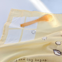 Essuie-tout de cuisine en coton à imprimé dessin animé mignon, doux, absorbant, sans peluches, jaune, pour le nettoyage quotidien et une décoration positive de la maison