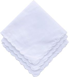Grosir Massal Saputangan Persegi Bordir Tepi Bergelombang 11 inci, Lembut, Katun Putih Polos 60S untuk Pernikahan - Product Image 1