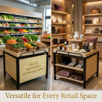 Moderne opvouwbare metalen supermarkt fruit- en groentepresentatiestand met heavy-duty design voor supermarkten
