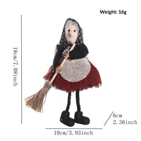 Nouvelle décoration suspendue d'Halloween, poupée sorcière en tissu tenant une balai, accessoires de décoration mignons pour farces, pour la maison, le bar, les fêtes