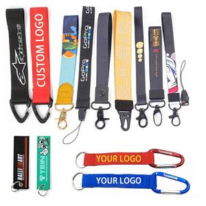 Custom Printed logo Woven Lanyard Nylon Jacquard Keychain Short Wrist Lanyard with Eagle Mouth <b>Hook</b> - Product Image 6