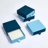 Boîte cadeau coulissante haut de gamme bleu marine personnalisée avec logo estampé or pour l'emballage de détail et d'entreprise