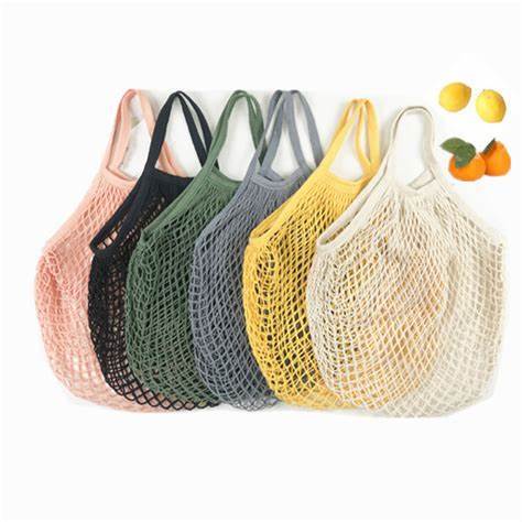 Eco Friendly Fruit Vegetable Produce Net String Shopping Bag Reusable Cotton Mesh Produce Bags