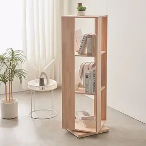 Schlussverkauf Wohnzimmermöbel drehbares natürliches Holz-Buchregal Schrank Buchhalterständer Regal Buchständer mit Rotation