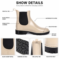 Bottes de pluie Chelsea pour femmes, résistantes à l'eau, avec insert en tricot côtelé, semelle robuste et durable, logo imprimé personnalisé pour usage quotidien en extérieur