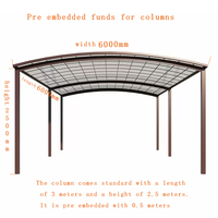 Nouveau design simple de carport en aluminium pour 2 voitures / Tente de stationnement pour voiture / Garage 6x6 en polycarbonate personnalisé