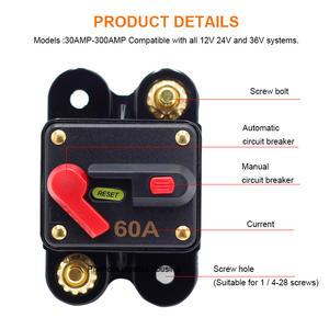 Bloc de fusibles en ligne pour autoradio <span class=keywords><strong>12V</strong></span>-24V CC, protection contre les surcharges du moteur, 12 volts pour voiture, SUV, marine, <span class=keywords><strong>disjoncteur</strong></span> avec réinitialisation manuelle - Product Image 3
