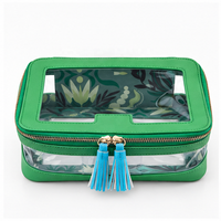 Sac de rangement Mahjong avec fenêtre transparente, imperméable, grande capacité, portable, fermeture éclair à pompon, en PU/PVC