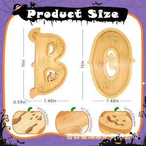 Bandeja de madera creativa con alfabeto, bandeja para Halloween, color madera natural, bandejas para servir para el aprendizaje del inglés para niños - Product Image 4