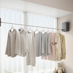 Corde à linge rétractable murale robuste en acier inoxydable avec câble réglable pour la vente en gros - Product Image 4
