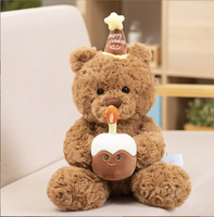 Nouvelle figurine ours en peluche, cadeau chapeau d'anniversaire, jouet en peluche, oreiller décoratif, poupée ours gâteau, en coton PP doux
