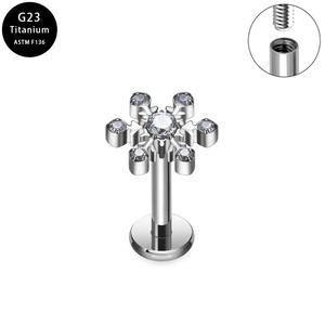 Bijoux de <span class=keywords><strong>piercing</strong></span> en titane F136, boucles d'oreilles clous en zircon et cristal, plaqué <span class=keywords><strong>or</strong></span>, labret à filetage interne pour lèvre, nez, hélix, conque - Product Image 2