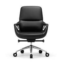 Chaise de bureau de luxe en cuir, dossier haut, pivotante, ergonomique et moderne, avec base en aluminium pour immeuble de bureaux