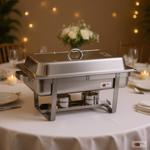 Chauffe-Plats Rectangulaire DB 4,5 L en Acier Inoxydable – Vaisselle de Traiteur et Fournitures de Fête au Design Élégant - Product Image 2