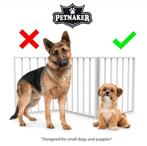 Puerta de perro de madera retráctil plegable de 54x24 pulgadas, barrera de seguridad para mascotas de 3 paneles para interiores y exteriores, fácil de instalar, valla blanca superventas - Product Image 5