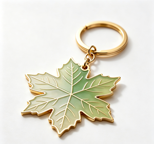 Porte-clés en métal en forme de feuille personnalisé, porte-clés en alliage émaillé, ton or, cadeau promotionnel - Product Image 4