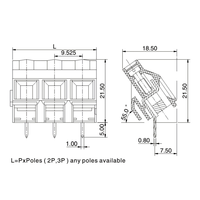 Bloc de bornes en laiton à brancher pour connexion électrique de carte de circuit imprimé 600V 30A