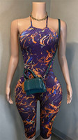 Combinaisons moulantes à imprimé léopard Jiubaju pour femmes, dos nu, sans manches, style halter