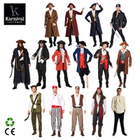 Großhandel Herren Halloween Karneval Cosplay Kostüm Roter Piratenkapitän TV-Film Inspirierter Steampunk Mittelalter Renaissance Hut