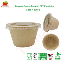 Tapa de plástico transparente de 64 mm para vasos de salsa PET reciclables de 2 oz, tapas a presión sin BPA, a prueba de fugas, para salsa de tomate, aderezos y porciones de condimentos