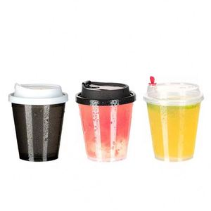 Gobelet à café noir transparent de 90 mm de diamètre, multi-spécifications, en plastique PP épaissi avec couvercle, qualité alimentaire pour boissons froides/chaudes - Product Image 2