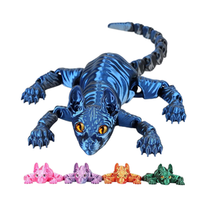 Juguete de Escritorio de Gato Sphynx Azul Negro Realista de 12 Pulgadas, Impreso en 3D, de Plástico con Articulaciones Flexibles, Diseño sin Pelo - Product Image 1