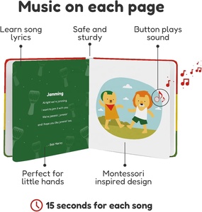 El libro <span class=keywords><strong>de</strong></span> música reggae es adecuado <span class=keywords><strong>para</strong></span> <span class=keywords><strong>niños</strong></span> <span class=keywords><strong>de</strong></span> 1 <span class=keywords><strong>a</strong></span> 3 <span class=keywords><strong>a</strong></span>ños con <span class=keywords><strong>6</strong></span> canciones favoritas <span class=keywords><strong>de</strong></span> Bob Marley - Product Image 2