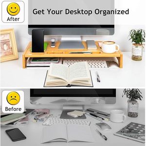 Hot Selling Bamboo Wood <strong>Computer</strong> <strong>Monitor</strong> Riser Desktop Stand Organizer <strong>Desk</strong> <strong>Monitor</strong> Stand - Product Image 5
