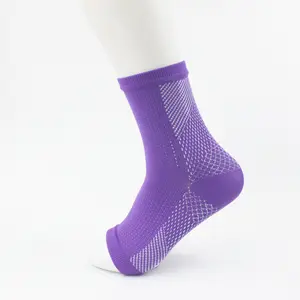 Purple pink open toe night crew compression socks medical women plantar fasciitis sock