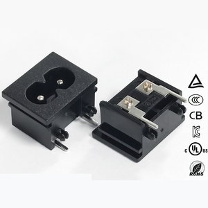 IEC 60320ซ็อกเก็ตแหล่งจ่ายไฟกระแสสลับ2-Pin แบบสแน็ปอินตัวเชื่อมต่อแผงยึดแบบสแน็ปแบบไม่มีโพลาไรซ์2.5A 250V ~ รูปที่8ชนิด - Product Image 3