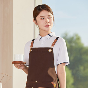 Canvas Aprons Polyester Work Uniforms Dark Brown With Pockets For Restaurant Bar Use - Product Image 1