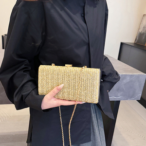 Borse a Scatola alla <span class=keywords><strong>Moda</strong></span> per <span class=keywords><strong>Donna</strong></span>, Borse da Spiaggia in Paglia per Ragazze - Product Image 4