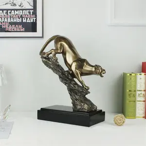 Escultura de Metal moderna 3D para decoración del hogar, estatua de bronce de latón antiguo, tamaño real, Tigre, leopardo, Animal, hecho a medida
