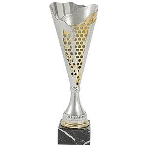 Coppa Sportiva Argentata con Dettagli Dorati e Base in Marmo – Personalizzabile - Product Image 1