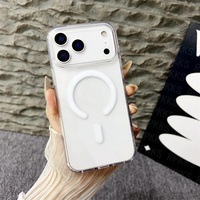 Manyetik kablosuz şarj temizle iPhone için kılıf 17 hava 16 16e 15 14 13 12 11 Pro Max artı Mini akrilik kılıf büyük kamera ile delik