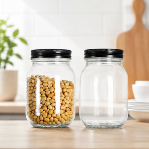 Pot de conservation en <span class=keywords><strong>verre</strong></span> premium, hermétique, pour cuisine et garde-manger, 500 ml, transparent, pour haricots, épices, noix - Product Image 1
