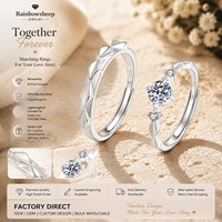 Ensemble de bagues en argent sterling 925 pour couple, avec moissanite, pour homme et femme, cadeaux de mariage, taille ajustable, bague de promesse assortie en moissanite
