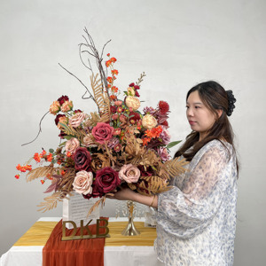 Đám Cưới Hoa Sắp Xếp Thực Tế Nhân Tạo Lụa Hoa Nhân Tạo Bóng Màu Đỏ Và Trắng 50Cm Hoa Bóng Đám Cưới <span class=keywords><strong>Centerpieces</strong></span> - Product Image 1