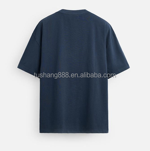 Sườn Vòng nevh Phi Hành Đoàn cổ Mens <span class=keywords><strong>TEE</strong></span> cơ bản nặng trọng lượng hải quân bông tùy chỉnh màu xanh đồng bằng áo phông - Product Image 4